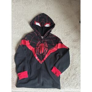 Spiderman black zip-up hooded sweatshirt, size 7/8
